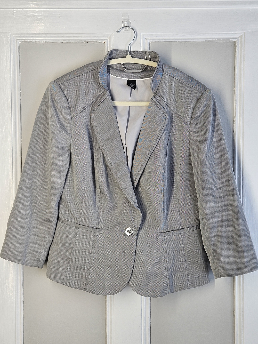 White House Black Market Light Gray Tailored Blazer Sz 8
